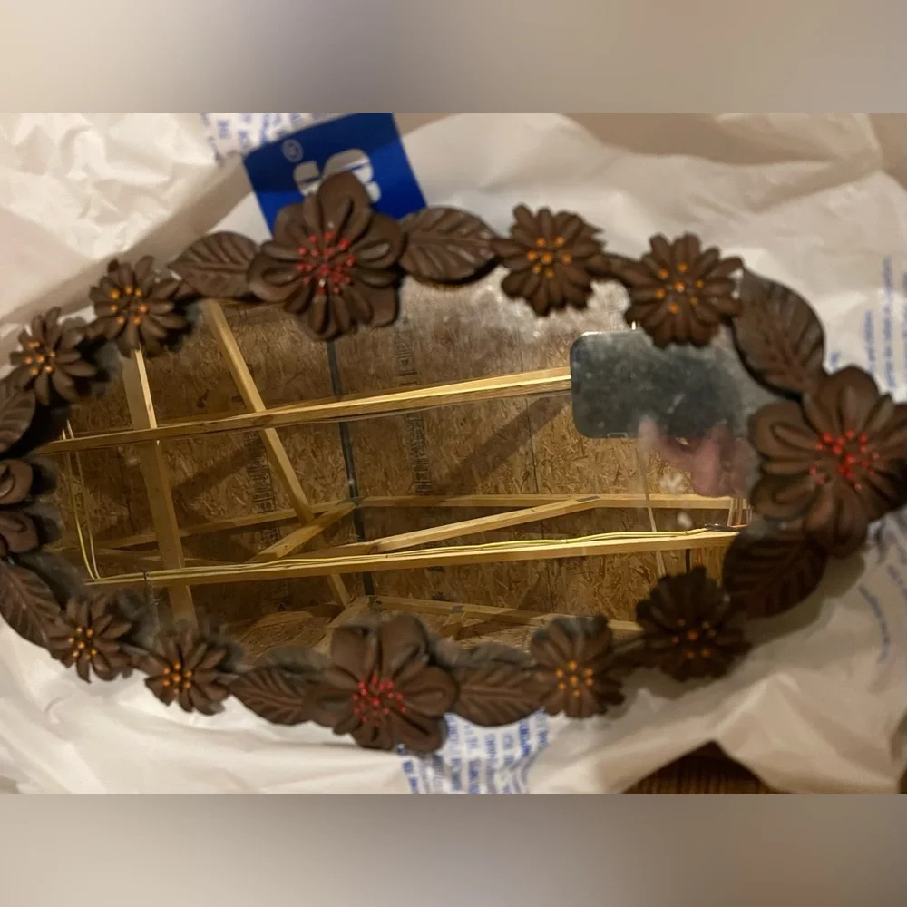 Pier 1 Rustic Bronze Metal Mirrored Tray with Jewel Accents - New